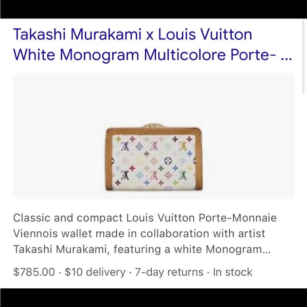 Takashi murkami white Louis Vuitton preloved kiss lock wallet lv gold - Picture 14 of 14